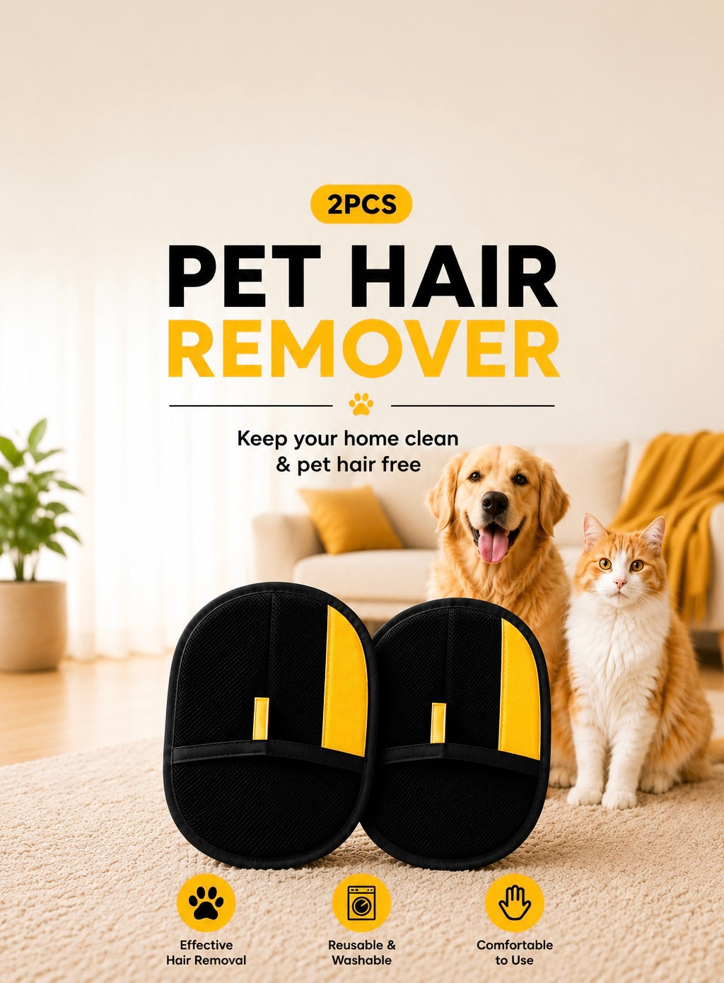 Reusable Pet Hair Remover Mitt