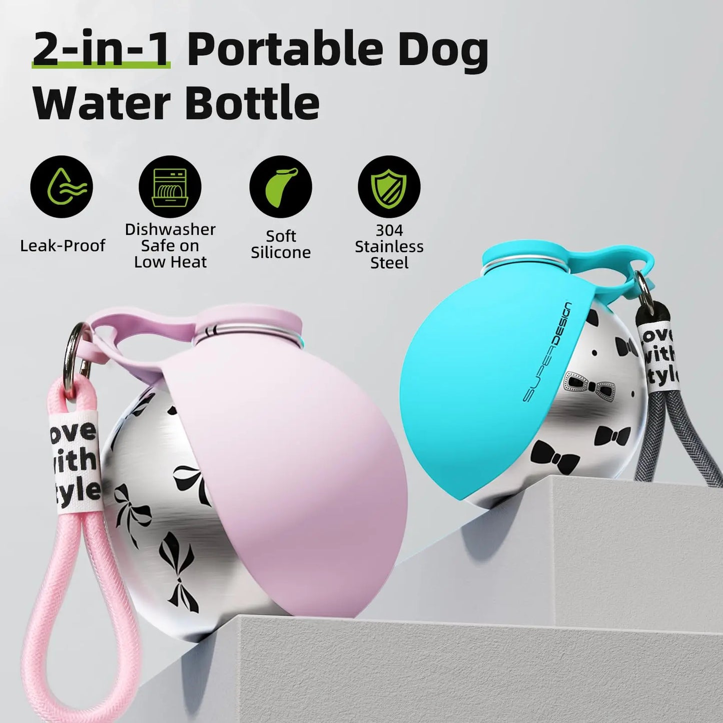 SuperDesign Portable Dog Water Bottle